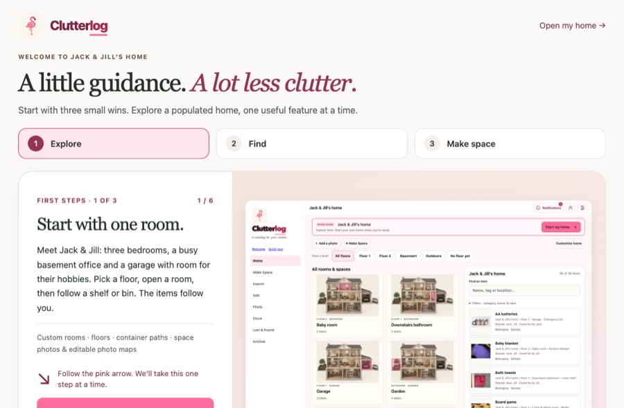 Clutterlog public website preview